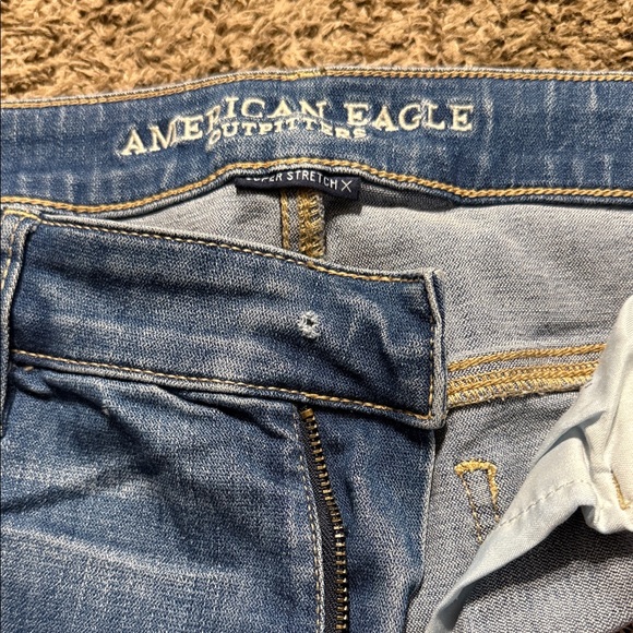 American Eagle Outfitters Ripped Blue Skinny Jeans - Picture 2 of 5
